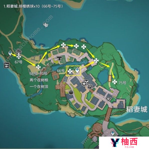 原神4.3绯樱绣球采集路线大全 新版本绯樱绣球收集位置一览图片5